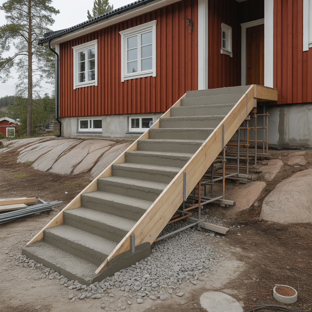 betongtrappa pa plats guide till form armering och kostnad